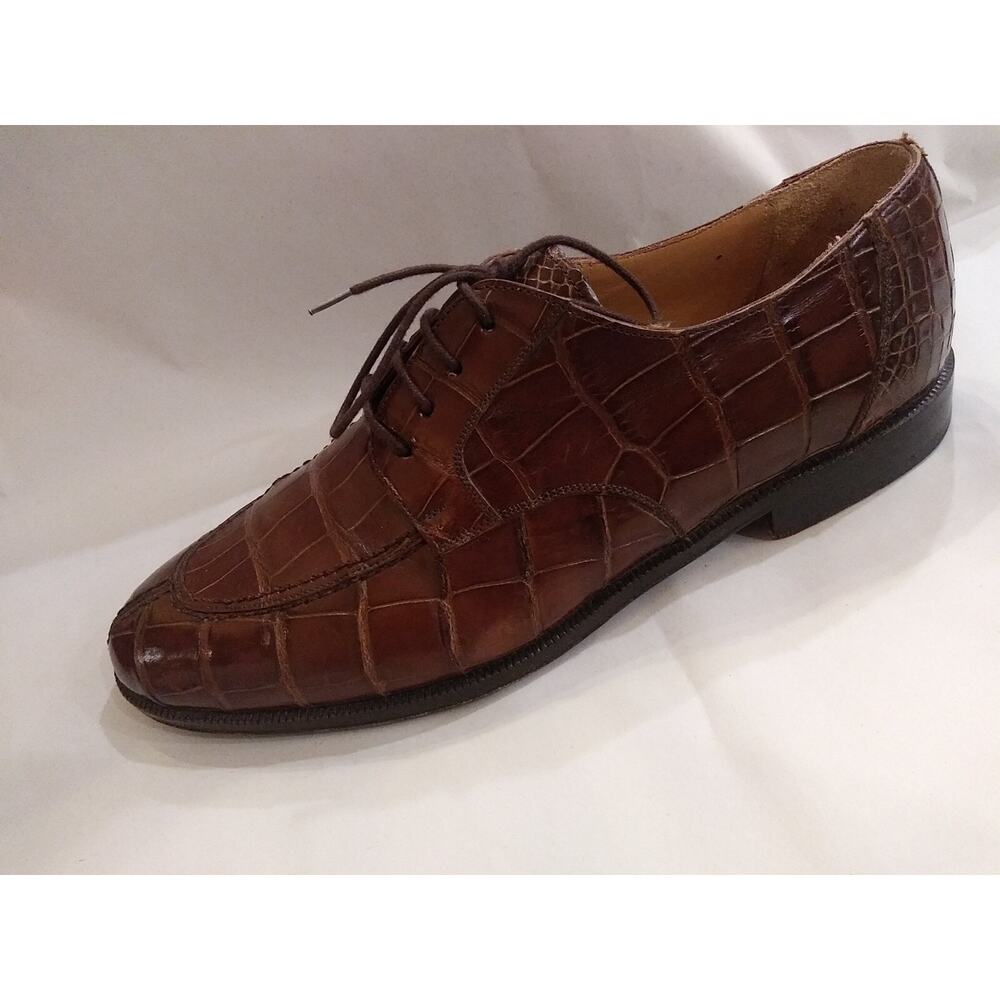 MENS MEZLAN PRINCETON CASUAL/FORMAL GENUINE ALLIGATOR BROWN SHOES SIZE 8.5 M - Picture 4 of 12